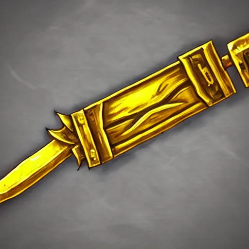 Image similar to yellow broad sword, giant sword, war blade weapon, hearthstone art, fantasy game art style, league of legends style art