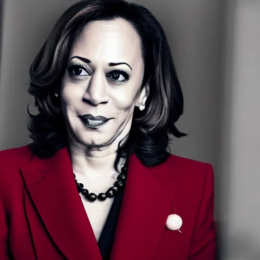 Prompt: Kamala Harris as cruella devilla, 8k, Disney, professional photography, cinematic shot, dark, smoke