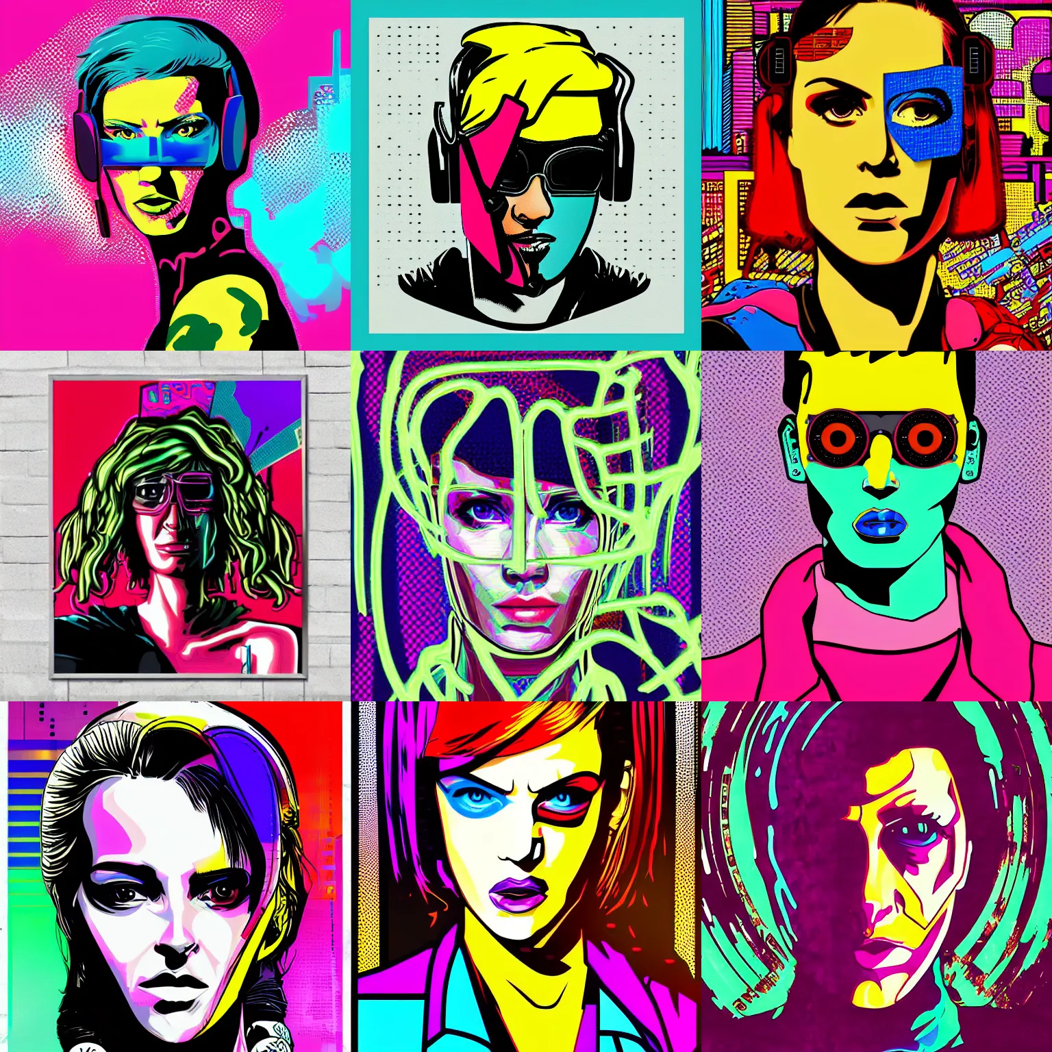Prompt: cyberpunk pop art portrait