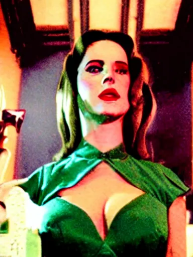 Image similar to technicolor film still of lana Del Rey in hammer horror