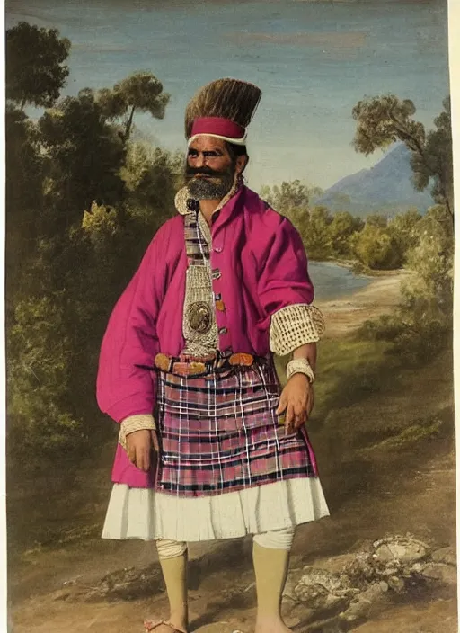 the stranger sported a vesture barred with various Stable Diffusion