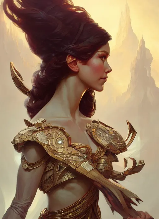 Image similar to beautiful humanoid android, d & d, fantasy, intricate, elegant, highly detailed, digital painting, artstation, concept art, matte, sharp focus, illustration, hearthstone, art by artgerm and greg rutkowski and alphonse mucha