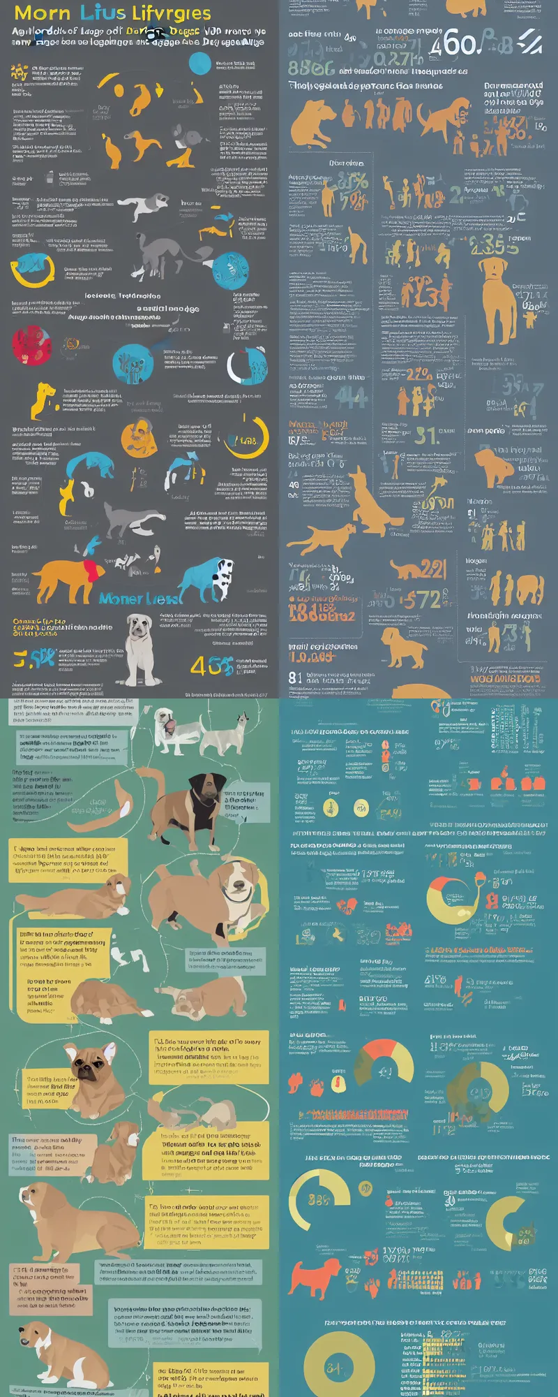 Prompt: modern infographics, average lifespan of dogs, factual information