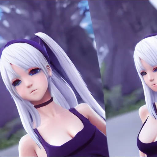 Prompt: cute anime girl with white hair, unreal engine, 8 k