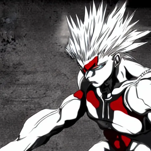 Image similar to boros from one punch man series as raiden from metal gear rising revengeance