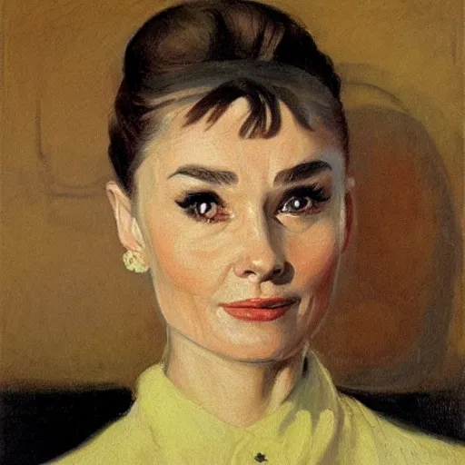 Image similar to audrey hepburn art by anna ancher