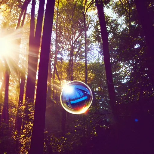 Prompt: a 3 5 mm lomography photo of wizard with clear blue glass fresnel ball in the sunshine forest, foggy bottom, god rays, ultrasharp, detailed, cinematic