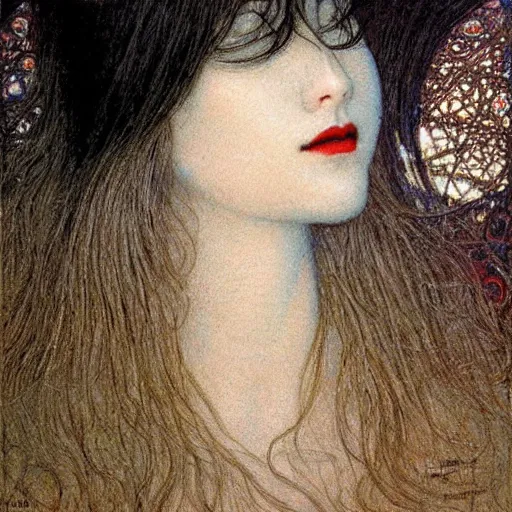 Image similar to princess black short hairs by Jean Delville