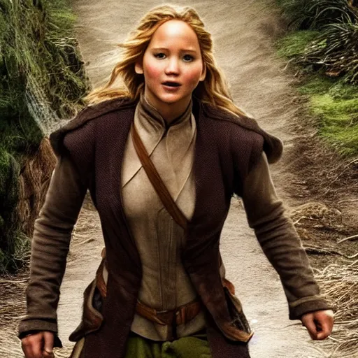 Prompt: jennifer lawrence as a hobbit