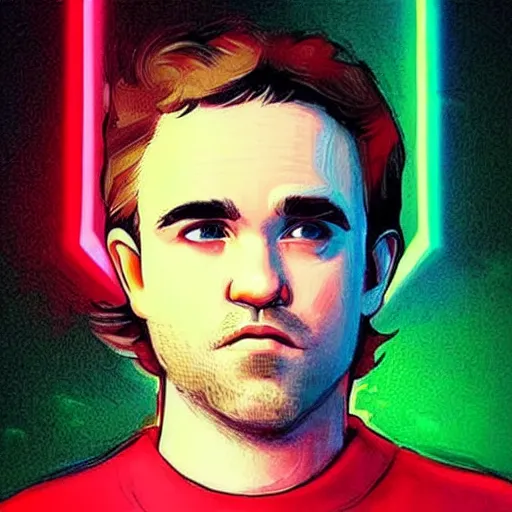 Prompt: “ robert pattison portrait, stranger things character, 8 0 s, neon, high school, student, vhs, arcade, fiction, steven spielberg, hyperrealistic, dramatic, heroic, epic, cinematic lighting ”