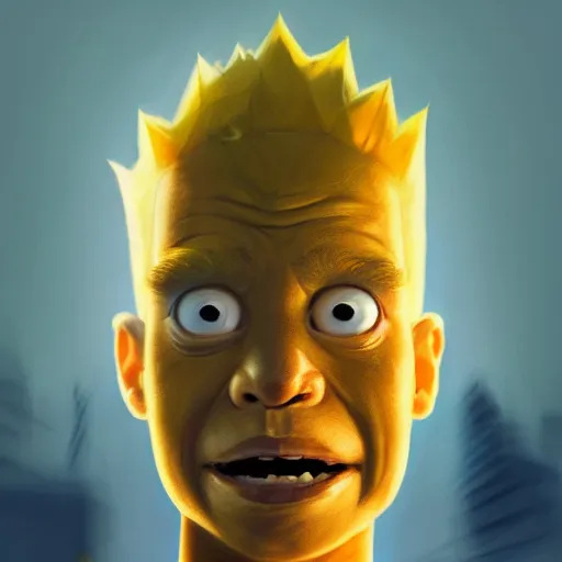 Image similar to highly detailed portrait bart simpson, in gta v, stephen bliss, unreal engine, fantasy art by greg rutkowski, loish, rhads, ferdinand knab, makoto shinkai and lois van baarle, ilya kuvshinov, rossdraws, tom bagshaw, global illumination, radiant light, detailed and intricate environment