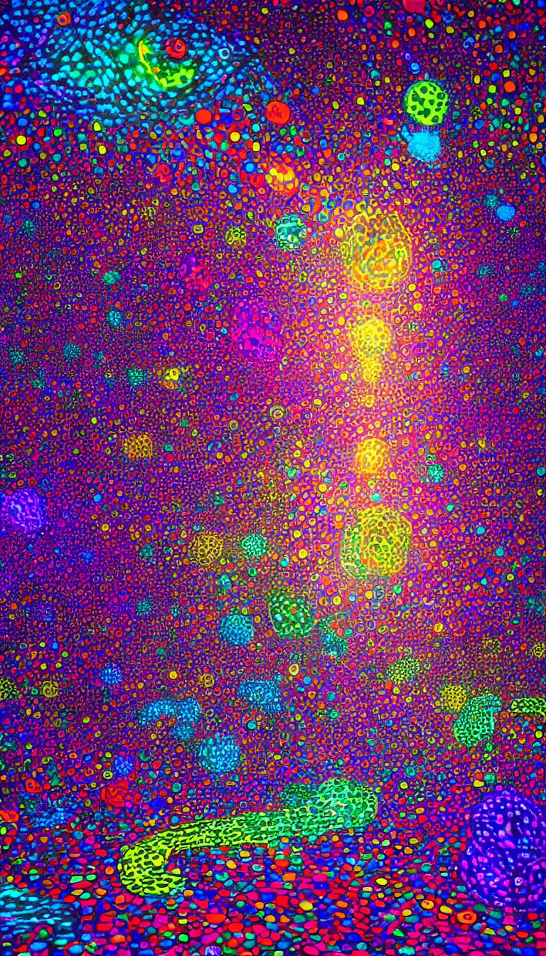Prompt: An epic fantasy of colorful infinity glowing path going into second dimension of future in the style of yayoi kusama, artstation, digital painting, highly detailed, 8k