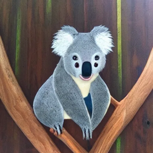 Image similar to koala wearing a fedora