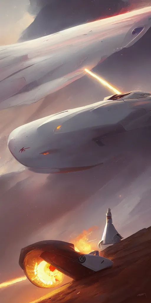 Image similar to telsa rocket, greg rutkowski