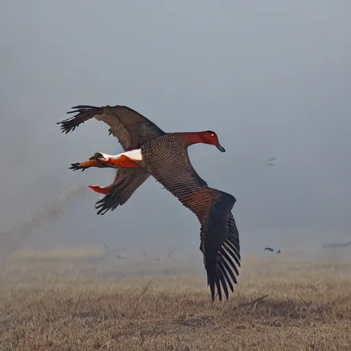 Prompt: fire breathing geese