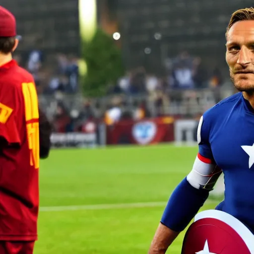 Prompt: Francesco totti as captain America