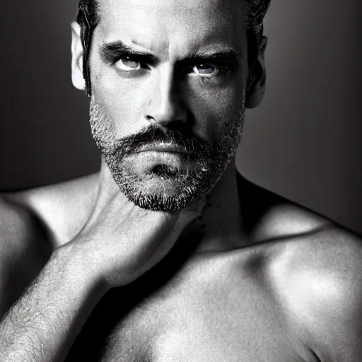 Prompt: a beautiful professional pixel art image by herb ritts and ellen von unwerth for vogue magazine of a handsome and rugged man looking at the camera with an ambiguous gaze, zeiss 5 0 mm f 1. 8 lens