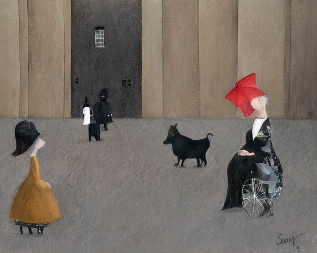 Image similar to a painting by sam toft and guy billout