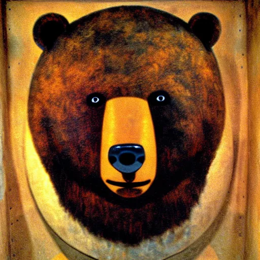 Image similar to portrait of anthropomorphic bear, lascaux caves art