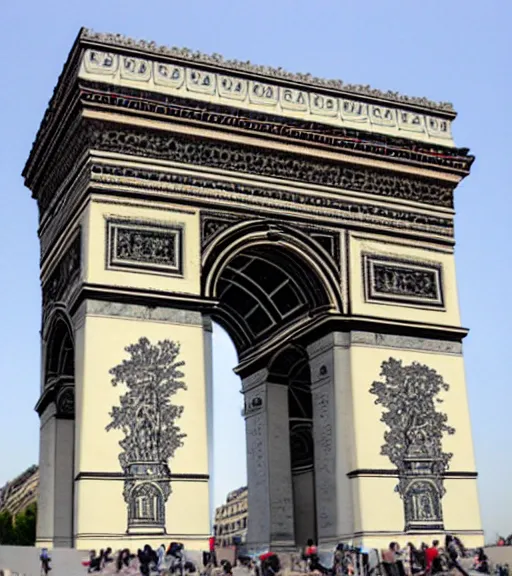 Prompt: arc de triomphe made of graffiti