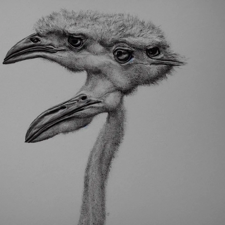 Image similar to a sketch of an ostrich