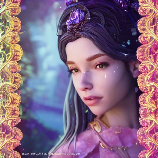 Image similar to portrait of wonderful princess of amethyst with fair skin, ornate 8 k gorgeous intricate detailed, accent lighting, dramatic light, octane render