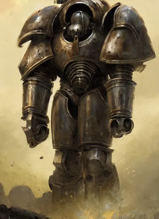 Image similar to medieval knight power armour, concept art, space marine, medieval, highly detailed, cinematic lighting, sparks, digital art painting by greg rutkowski