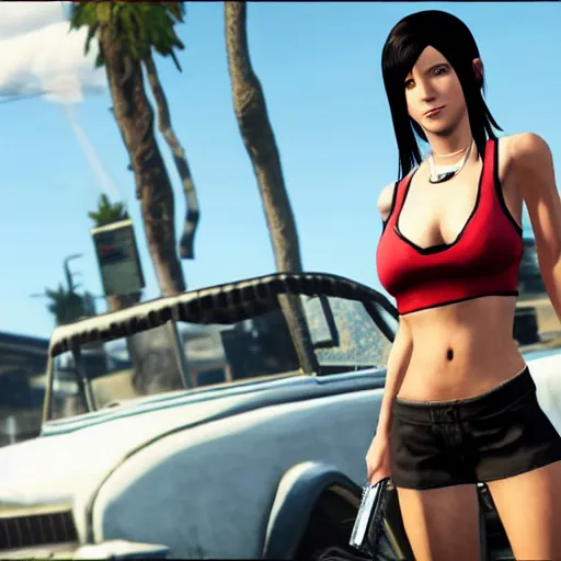 Prompt: Tifa Lockhart in GTA V.