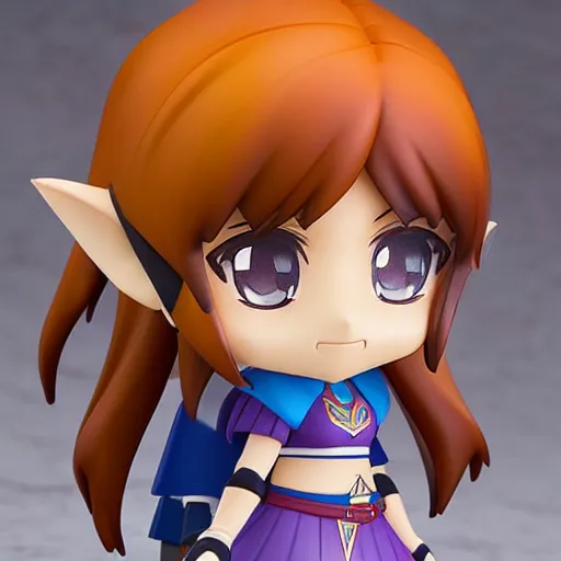 Image similar to high quality portrait flat matte painting of cute girl in the style of nendoroid and Toon Zelda , flat anime style, thick painting, medium close-up