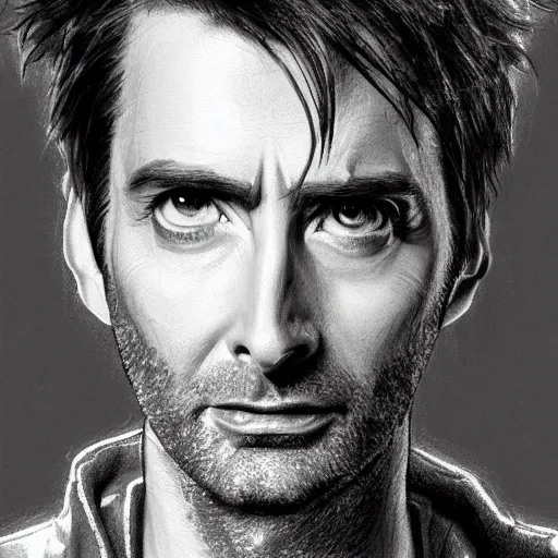 Image similar to david tennant pencil sketch cinematic lighting, render, fantasy