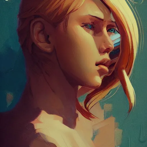 Image similar to Beautiful girl with blond hair profile picture by Greg Rutkowski, asymmetrical, Organic Painting , Matte Painting, geometric shapes, hard edges, street art, trending on the artstation:2 by Sachin Teng:4