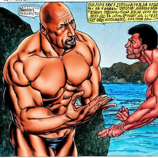 Prompt: Dwayne Johnson by Milo Manara