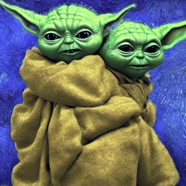 Image similar to Grogu baby yoda Painted by Vincent Van Gogh high quality 8k