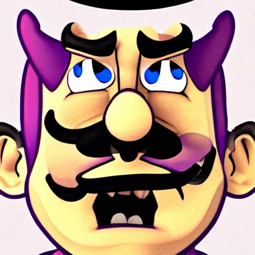 Image similar to Waluigi with a distorted stretched face