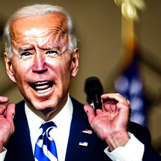Image similar to Joe biden screaming with his mouth extremly wide open.