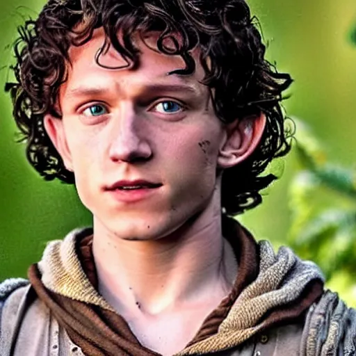 Prompt: Tom holland as Frodo