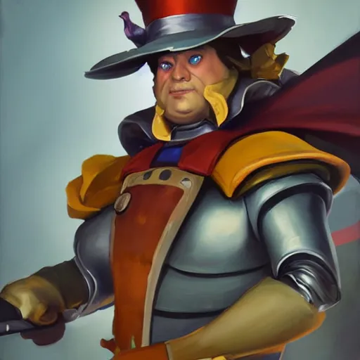 Image similar to greg manchess portrait painting of partially armored tweedles from alice in wonderland as overwatch character, medium shot, asymmetrical, profile picture, organic painting, sunny day, matte painting, bold shapes, hard edges, street art, trending on artstation, by huang guangjian, gil elvgren, ruan jia, randy vargas, greg rutkowski