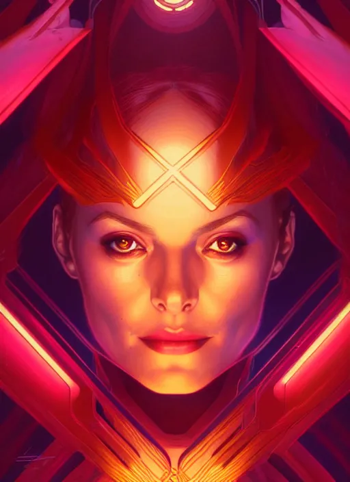 Image similar to symmetry portrait of jean grey from 9 0 s x - men, glowing lights, intricate, elegant, highly detailed, digital painting, artstation, concept art, smooth, sharp focus, illustration, art by artgerm and greg rutkowski and alphonse mucha