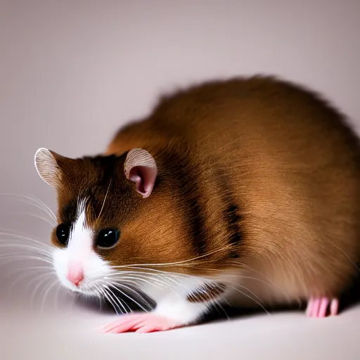 Image similar to a feline hamster - cat - hybrid, animal photography