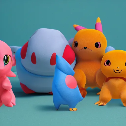 Prompt: pokemon desconocidos cutie stuffed animal friends, unreal ungine 5, octane render, cinema 4 d, by deema egorov