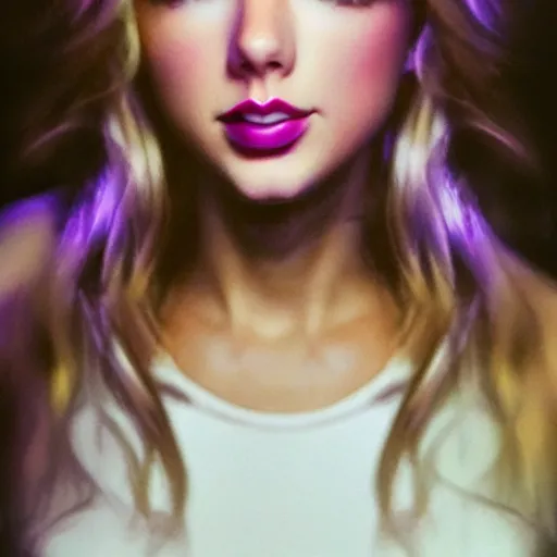 Prompt: closeup portrait of an ethereal Taylor swift made of purple light