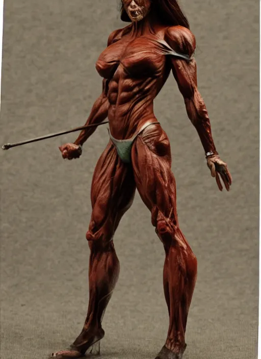 Prompt: Images on the store website, eBay, Full body, Miniature of a very muscular female monster with club