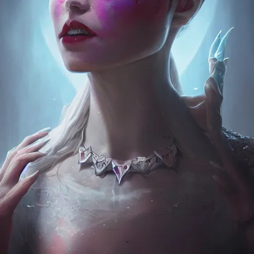 Prompt: elsa as an evil demonic witch, intricate artwork by tooth wu and wlop and beeple. octane render, trending on artstation, greg rutkowski very coherent symmetrical artwork. cinematic, hyper realism, high detail, octane render