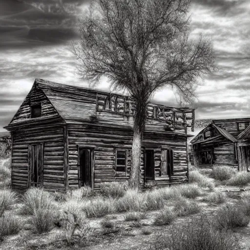 Image similar to an old west ghost town, by ivan albright