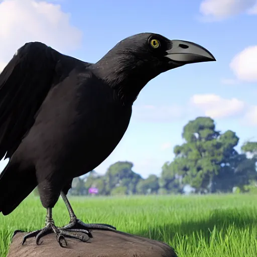 Prompt: a giant crow, photorealistic computer animation, unreal engine