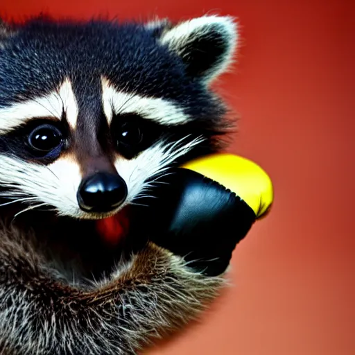 Image similar to cute kawaii raccoon wearing boxing gloves