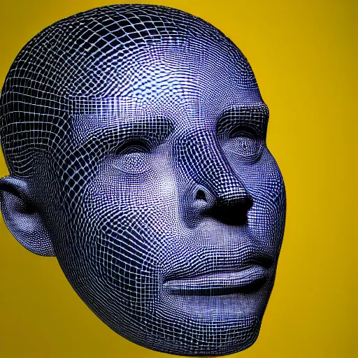 Image similar to a 3d human head made up of shiny holograms