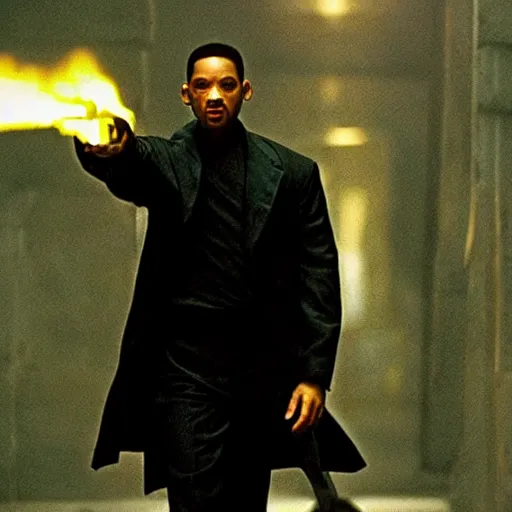 Prompt: will smith as neo in the matrix movies, cinematic, atmosphere, dynamic light, ultra realistic, very detailed