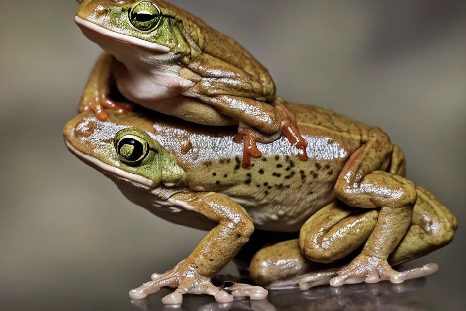 Prompt: muscular frog soldier holding a gun going to war, nature photography