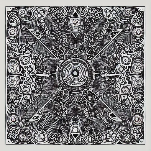 Prompt: “geometrically surreal order of eyes, extremely high detail, photorealistic, intricate line drawings, dotart, album art in the style of James Jean”